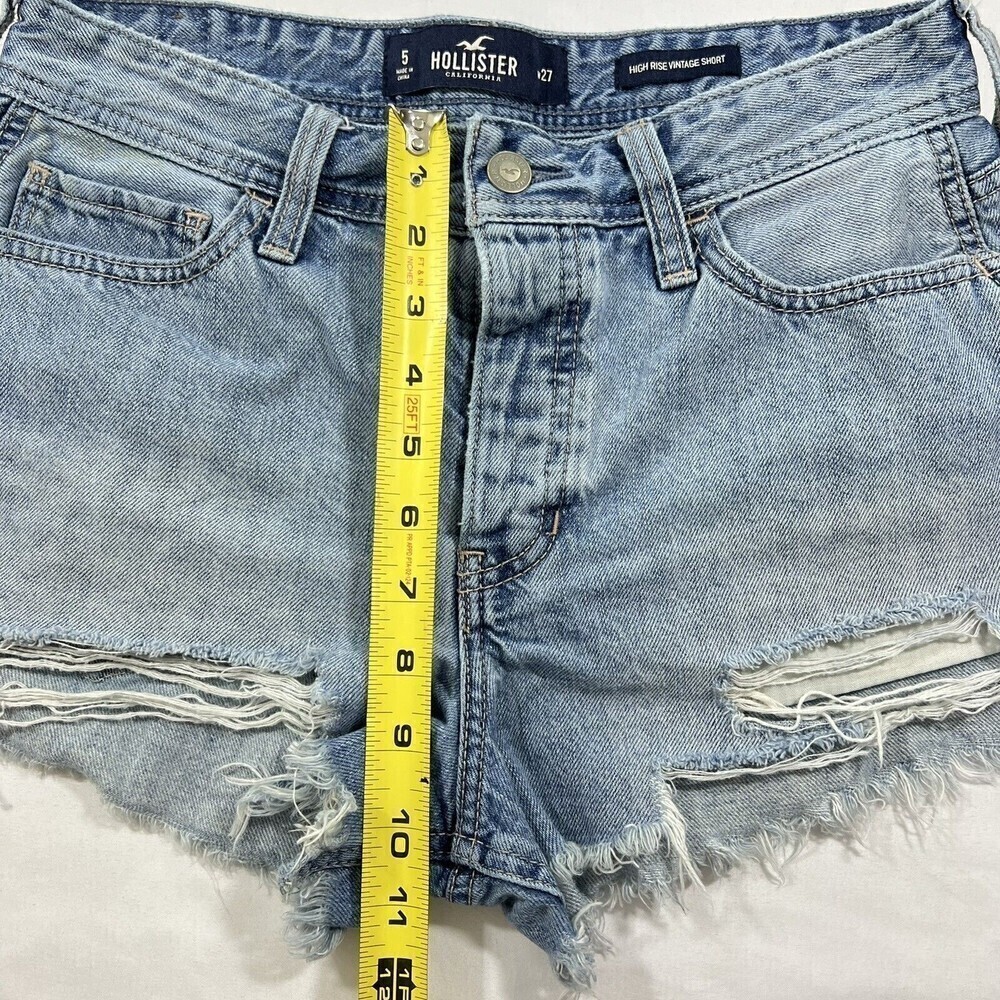 Hollister High Rise Vintage Button Fly Short Distressed‎ Raw Hem Size 27 - Picture 9 of 12